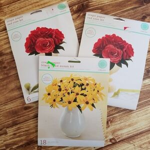Martha Stewart Create Crepe Paper Flower Kit Red Roses Yellow Black-Eyed Susan